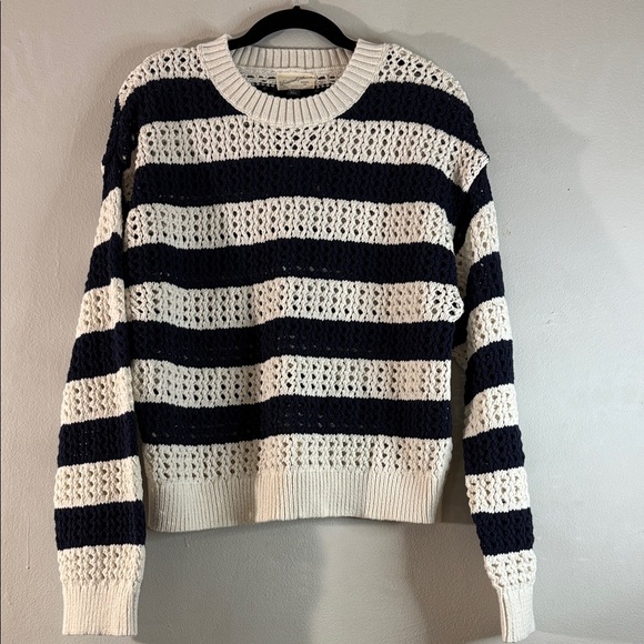 Universal Thread Sweaters - Universal Thread Crochet Striped Sweater Navy Cream NWT - Size XL